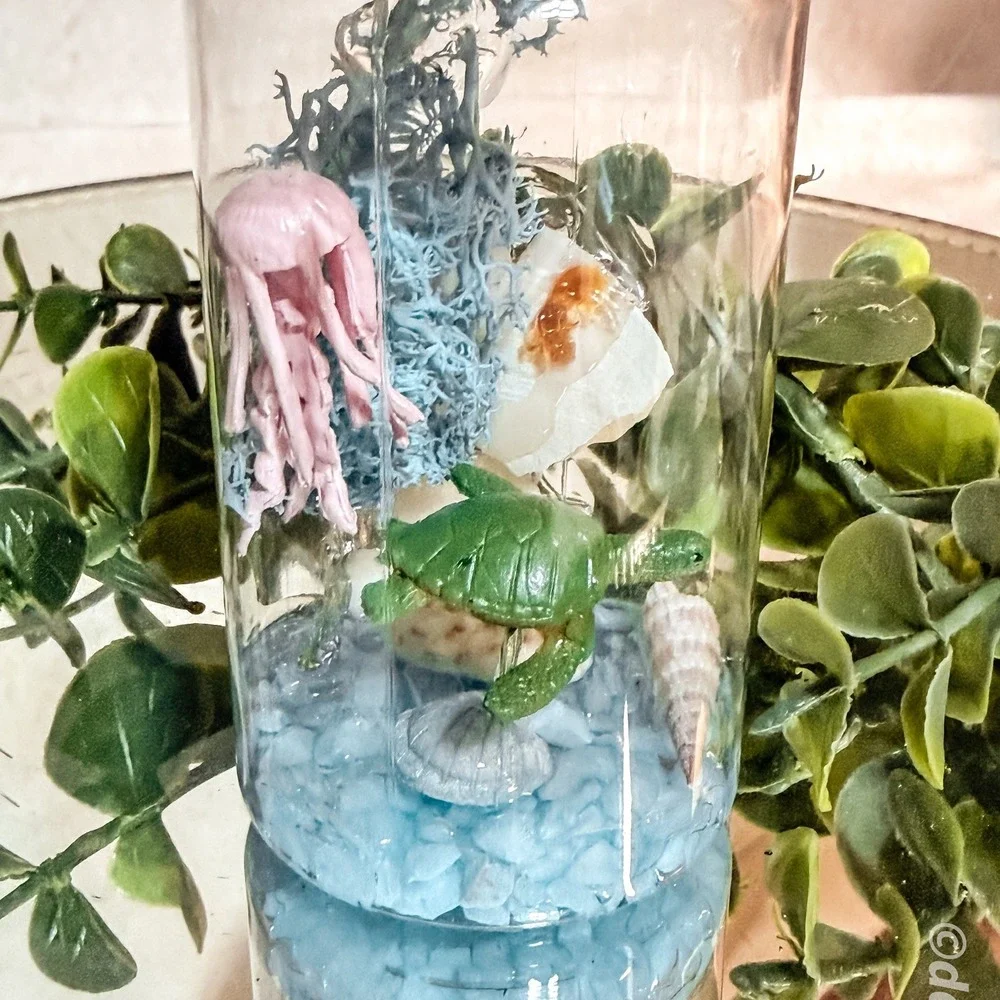 Jellyfish with Turtle Glowing Aquarium